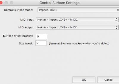 Image 4) Control Surface Settings OSX