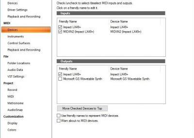 Image 1) MIDI Devices Setup Windows