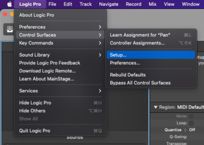 4) Logic Control Surfaces — Setup… menu