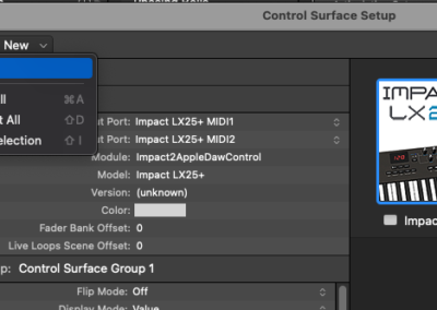5) Logic Control Surface Setup window